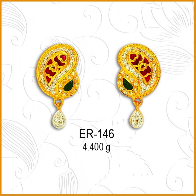 22Kt Gold CZ Keri Shape Earring ER-146