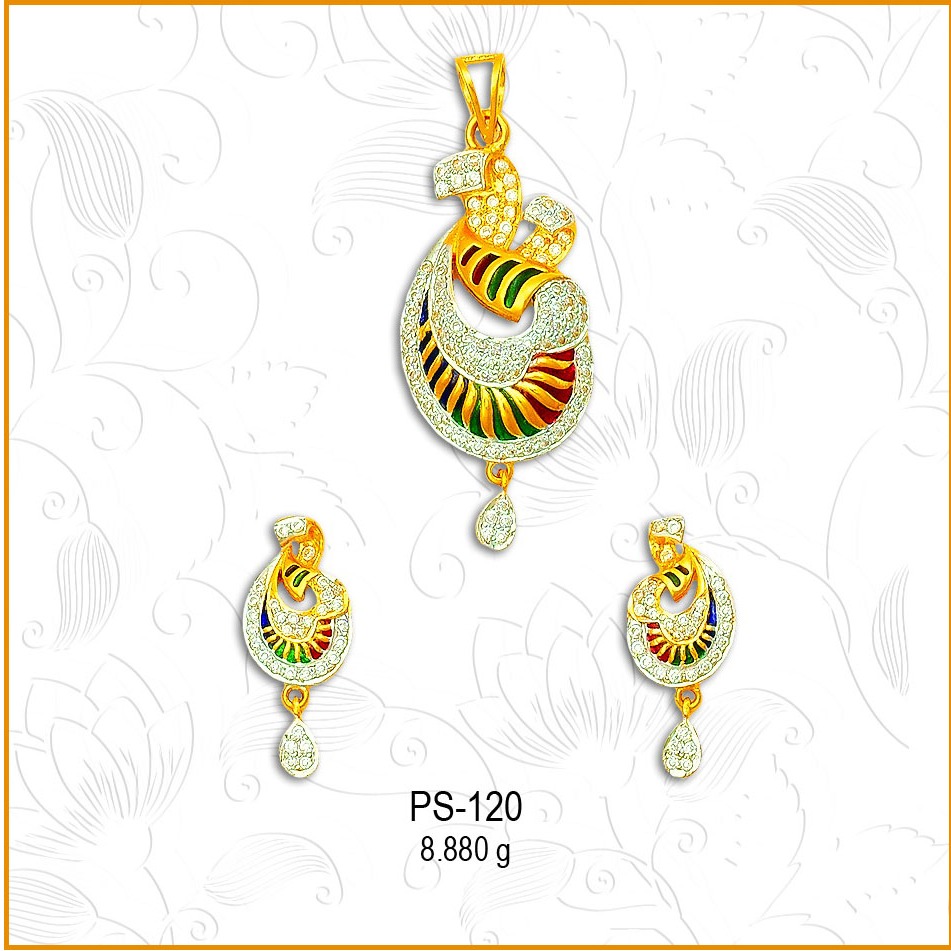 916 Gold Fancy CZ Pendant Set PS-120