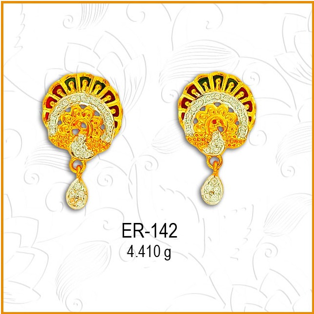 916 Gold CZ Peacock Design Earring ER-142