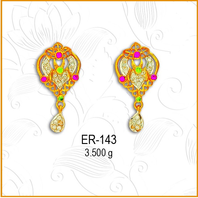 916 Gold CZ Water Drop Shape Earring ER-143