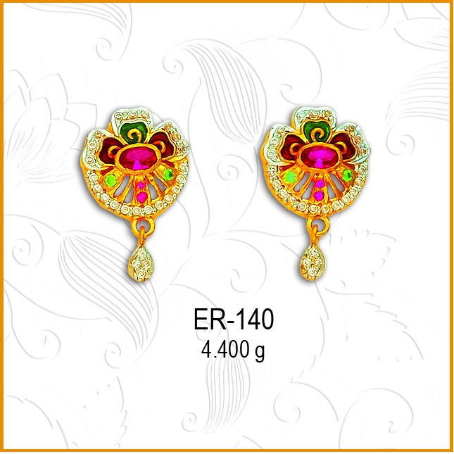 916 Gold CZ Fancy Colored Stone Earring ER-140