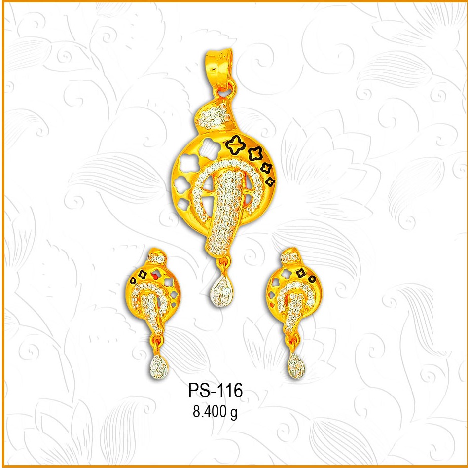 916 Gold Attractive CZ Pendant Set PS-116