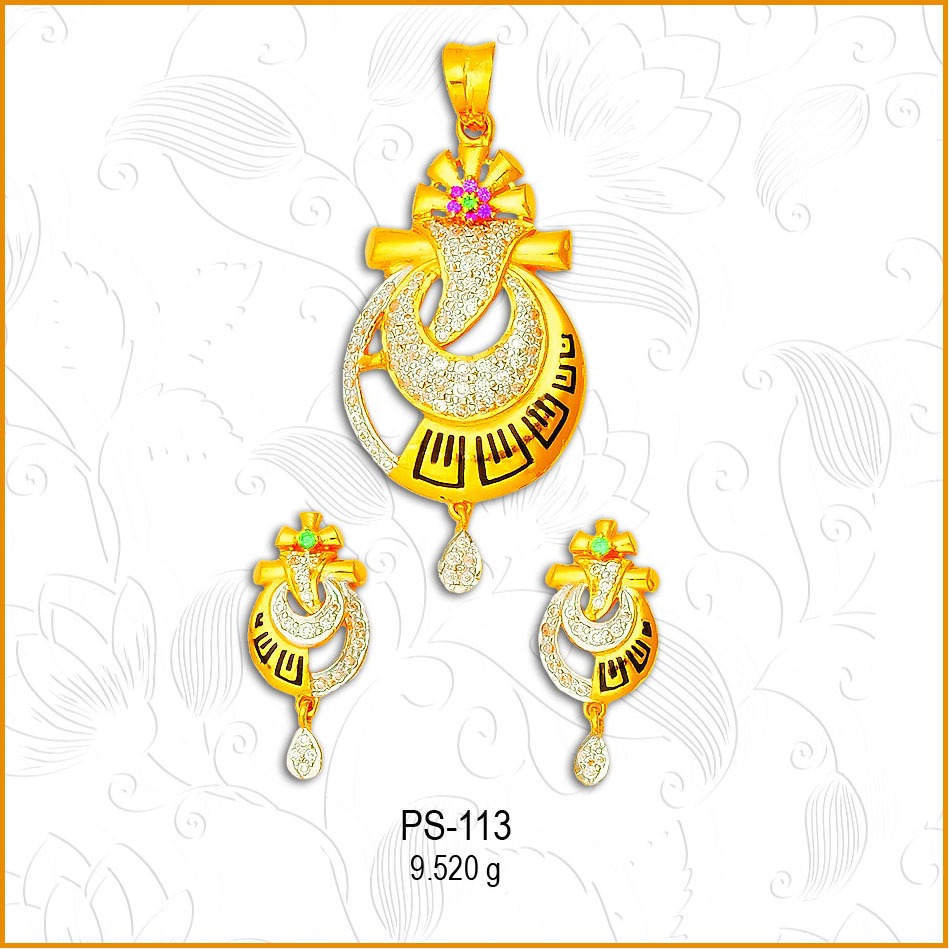 22KT Gold Fancy CZ Pedant Set PS-113