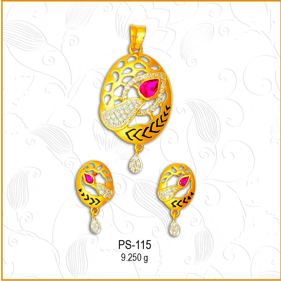 22KT Gold Designer CZ Pedant Set PS-115