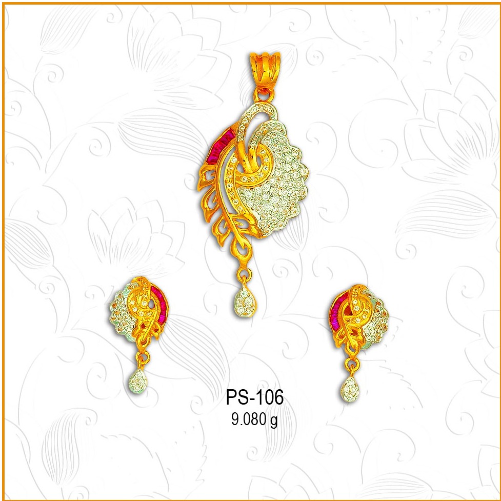 22KT Gold Attractive CZ Pendant Set PS-106