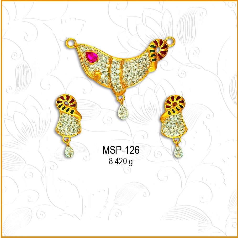 916 Gold Colourful CZ Mangalsutra Pendant Set MSP-126