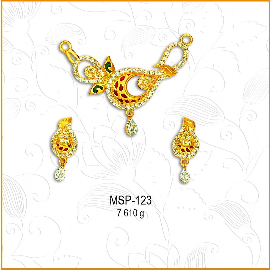 22KT Gold Designer CZ Mangalsutra Pendant Set MSP-123