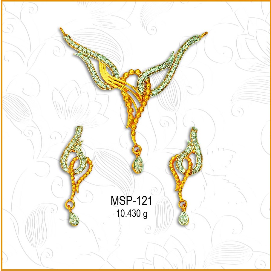 22KT Gold Designer CZ Mangalsutra Pendant Set MSP-121