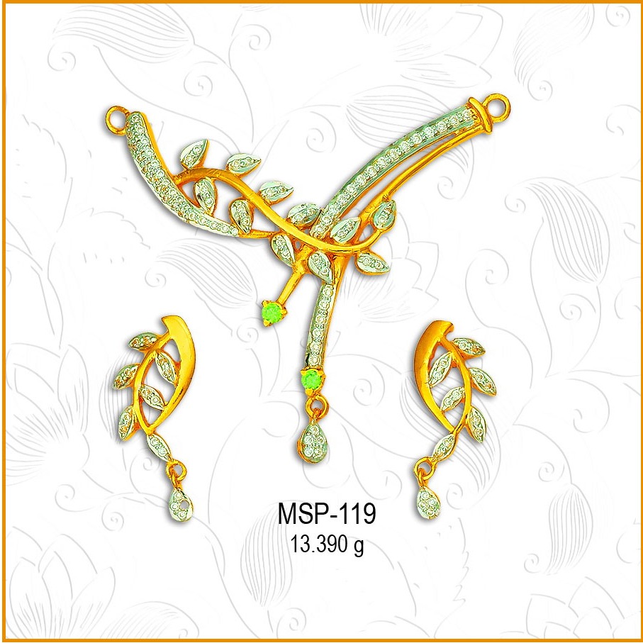 916 Gold Fancy CZ Mangalsutra Pendant Set MSP-119