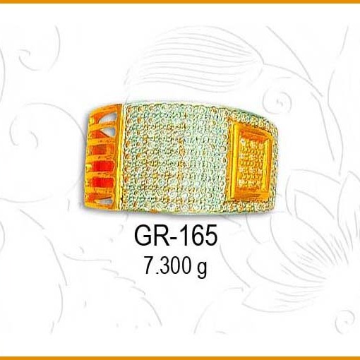 916 Gold Round CZ Diamond Gents Ring GR-165