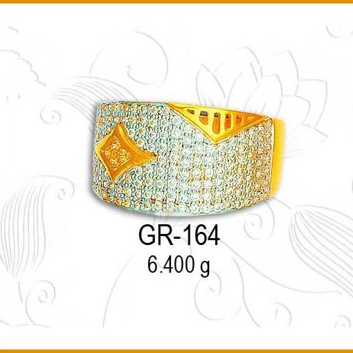 22KT Gold Stylish CZ Gents Ring GR-164