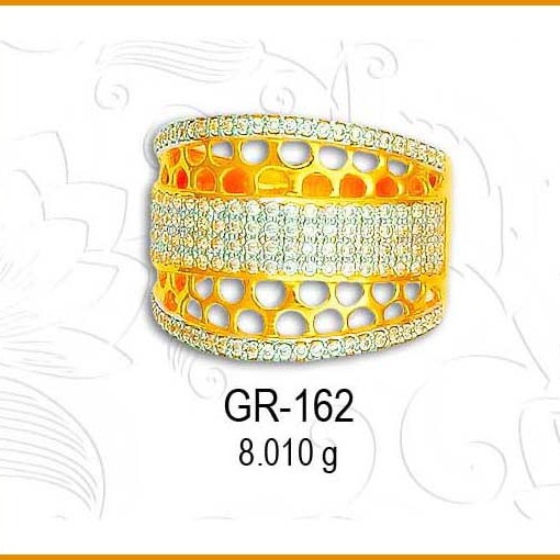 22KT Gold Designer CZ Diamond Gents Ring GR-162