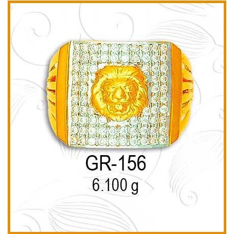 916 Gold Designer CZ Gents Ring GR-156
