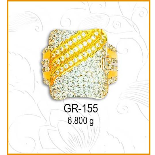 22KT Gold Designer CZ Diamond Gents Ring GR-155