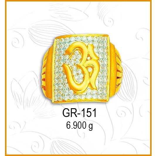 916 Gold Stylish Om Design Gents Ring GR-151