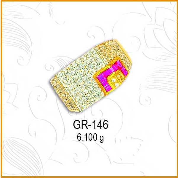 22KT Gold Stylish CZ Gents Ring GR-146