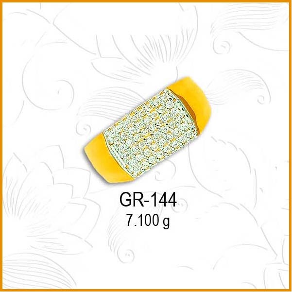 22KT Gold CZ Diamond Gents Ring GR-144