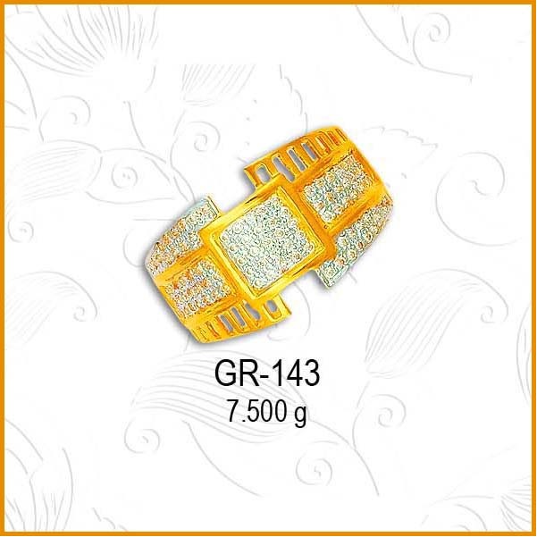 916 Gold Designer CZ Diamond Gents Ring GR-143