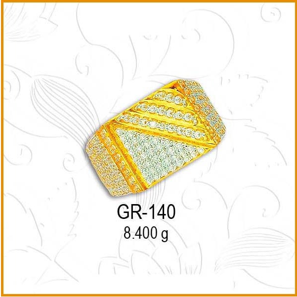 22KT Gold Attractive CZ Diamond Gents Ring GR-140