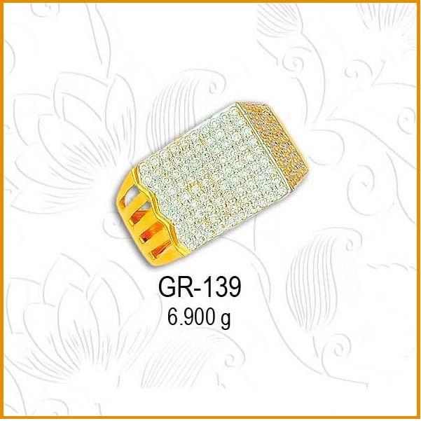 22KT Gold Fancy CZ Gents Ring GR-139