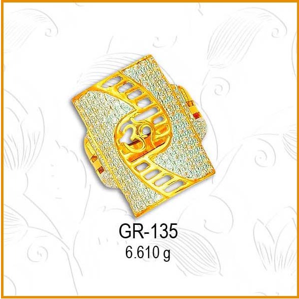 22KT Gold Om Design CZ Gents Ring GR-135
