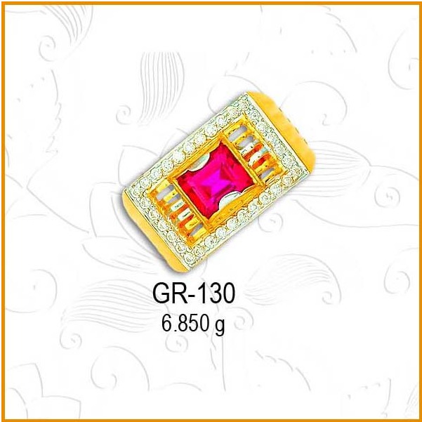 916 Gold Fancy CZ Gents Ring GR-130