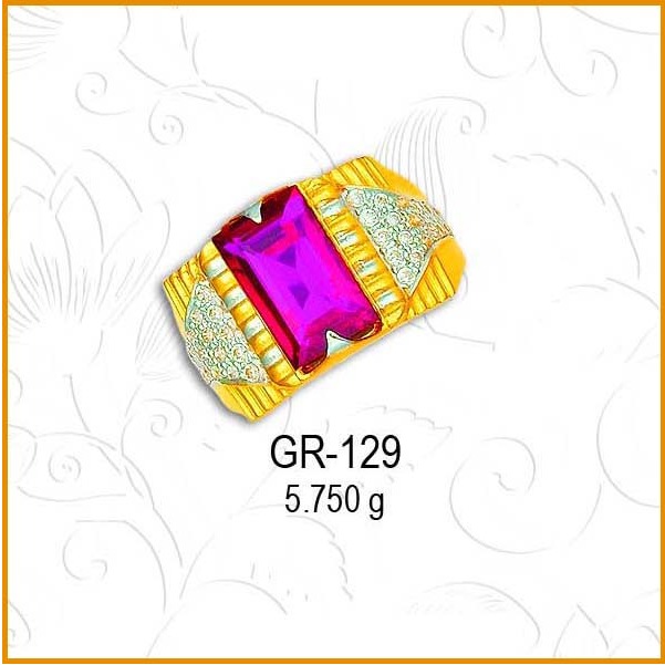 22KT Gold Colorful CZ Gents Ring GR-129