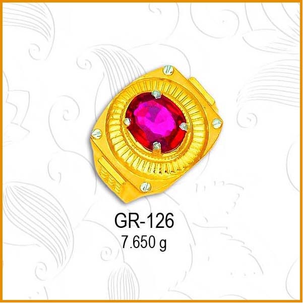 916 Gold Colour Stone CZ Gents Ring GR-126