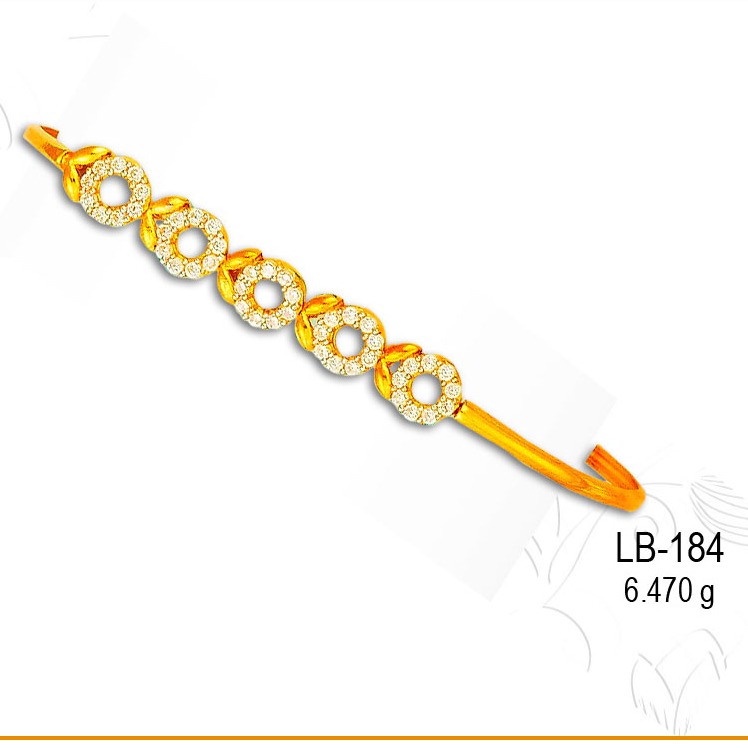 916 Gold Fancy Designer Ladies CZ Kada LB-184