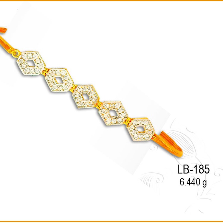 916 Gold Diamond Shaped Designer Ladies CZ Kada LB-185