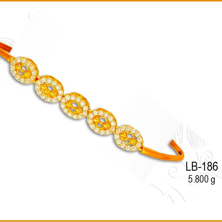 22KT Gold Antique CZ Ladies Kada LB-186