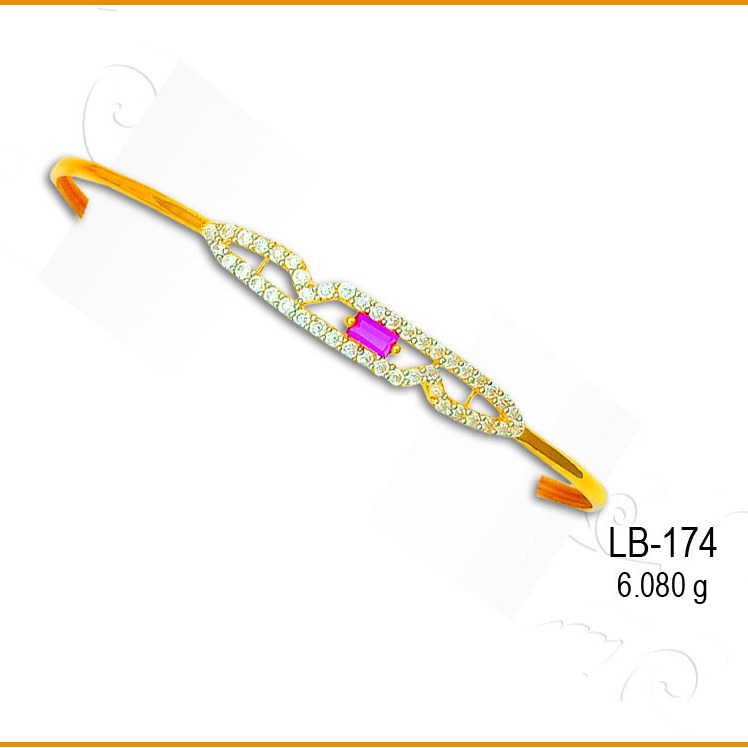 22KT Gold Pink Stone CZ Ladies Kada LB-174