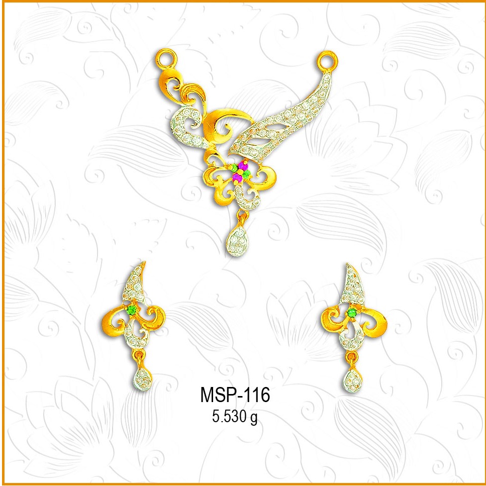 22KT Gold Attractive CZ Mangalsutra Pendant Set MSP-116