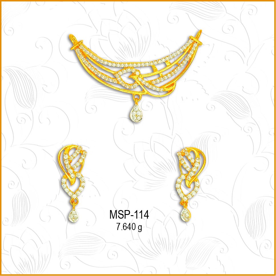 916 Gold Fancy CZ Diamond Mangalsutra Pendant Set MSP-114