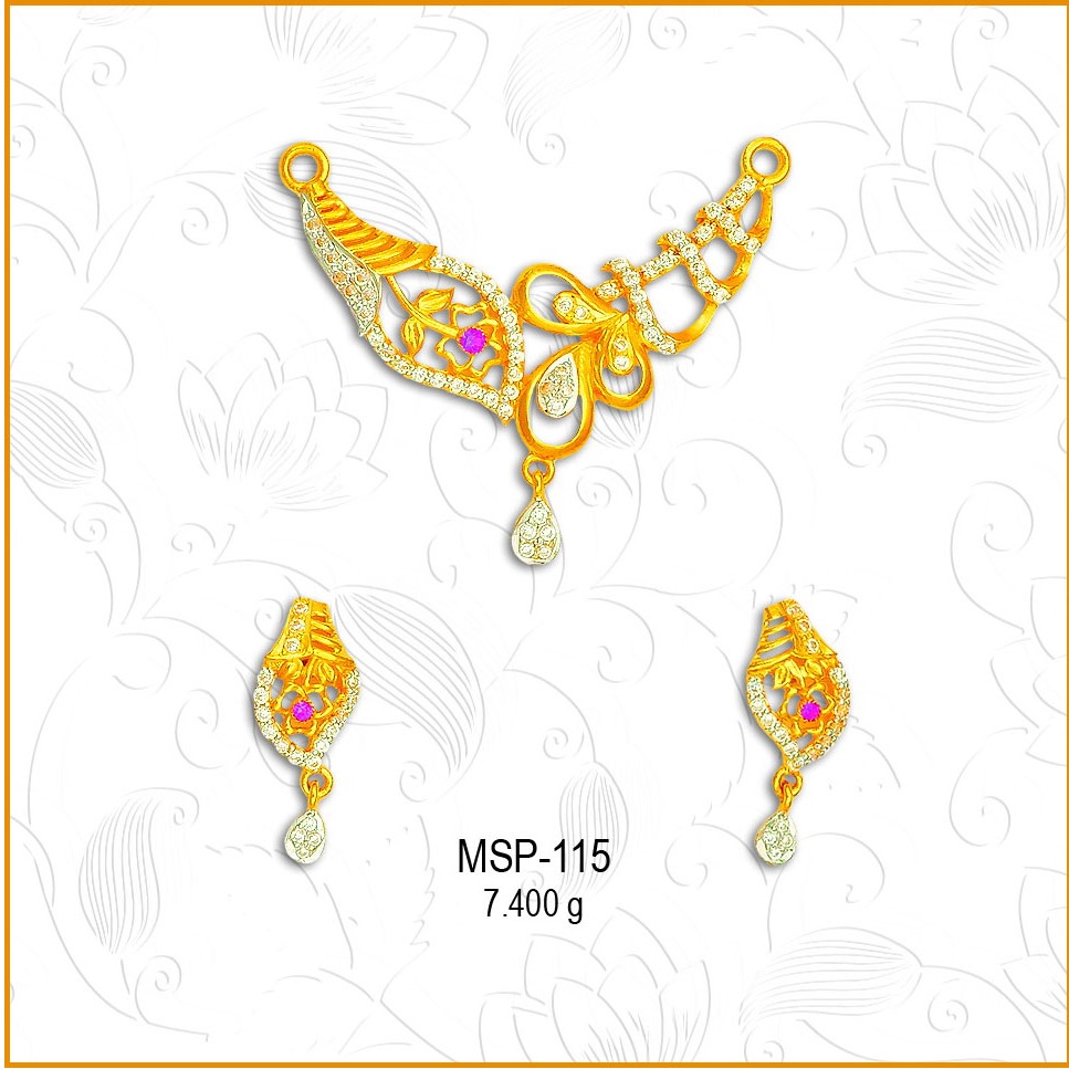 916 Gold Designer CZ Mangalsutra Pendant Set MSP-115