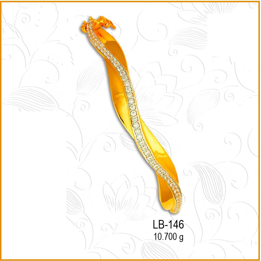 22KT Gold Antique CZ Ladies Kada LB-146