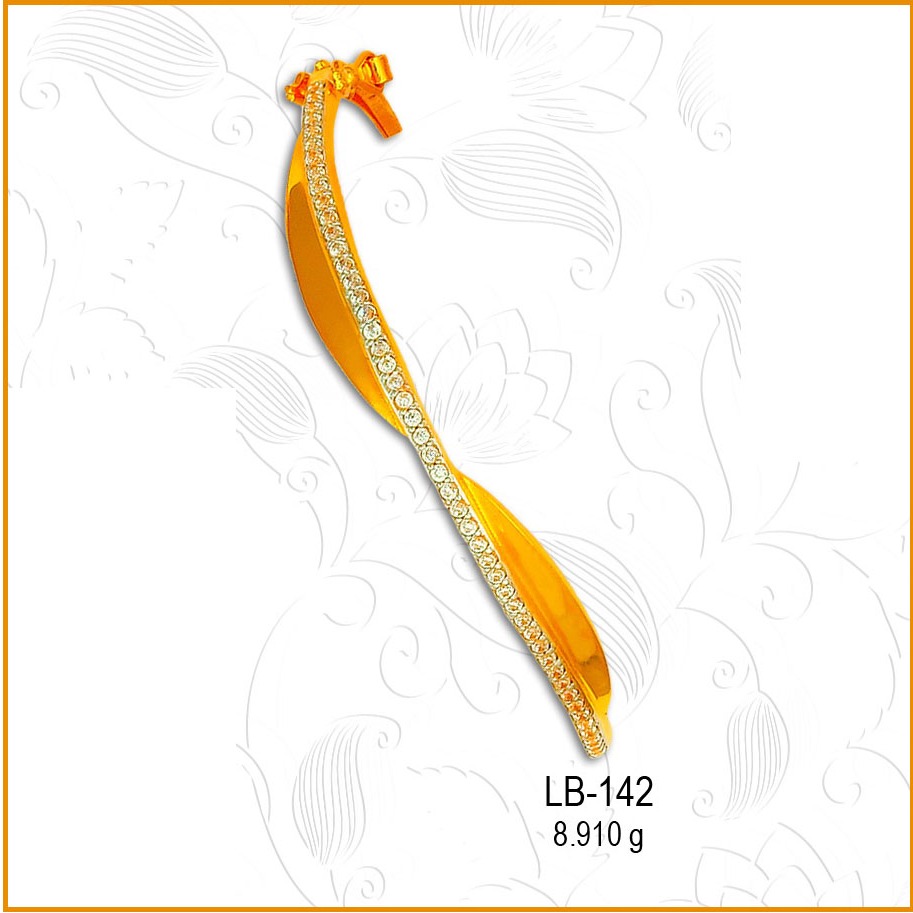 916 Light Weight Gold Ladies CZ Indian Bangles LB-142