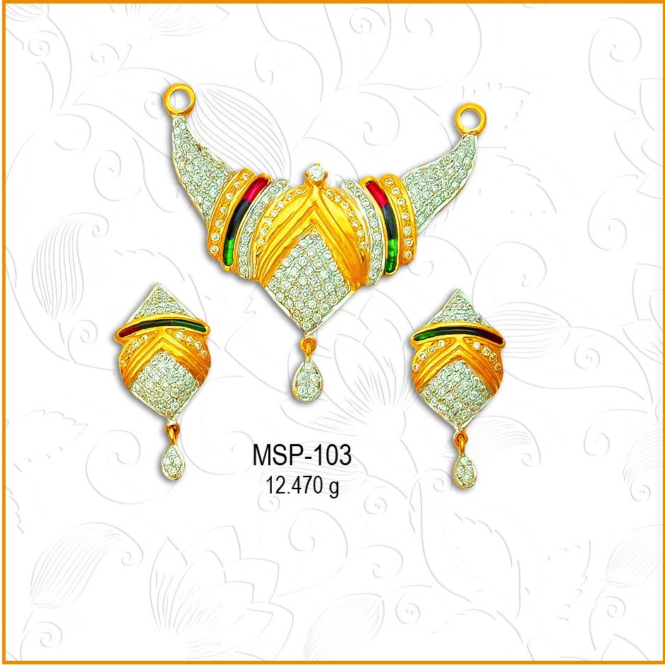 916 Gold Fancy CZ Diamond Mangalsutra Pendant Set MSP-103