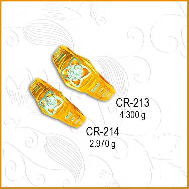 916 gold Floral Design CZ Couple Ring CR-213