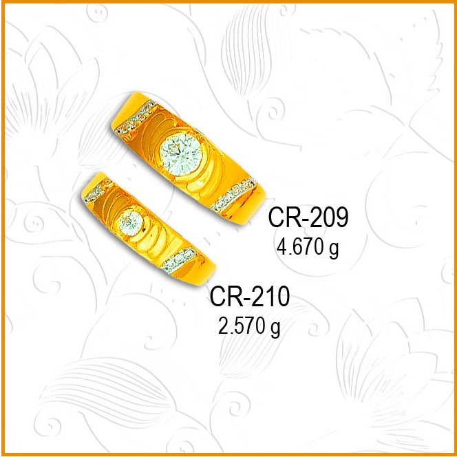 916 Gold Round Design CZ Stone Couple Ring CR-209