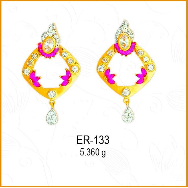 916 Gold CZ Diamond Shape Latkan Earring ER-133