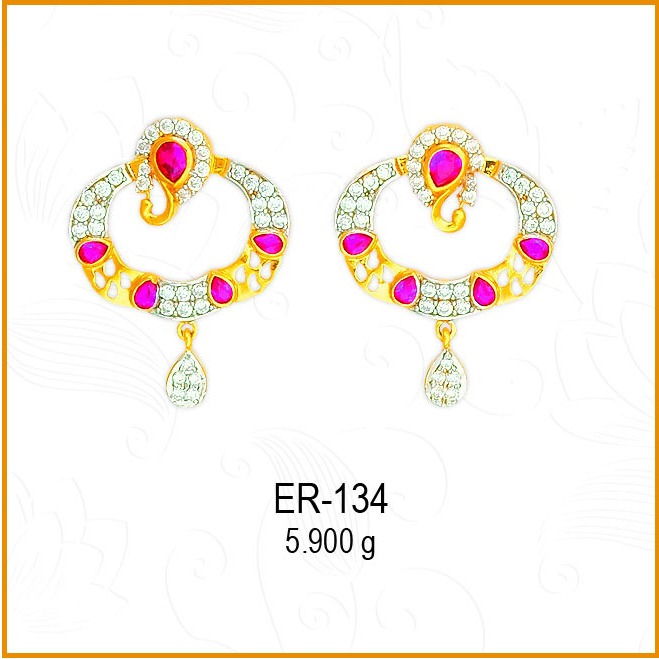 916 gold cz oval shape earring er-135