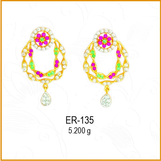 22KT Gold Fancy Earring With Color Stone ER-135