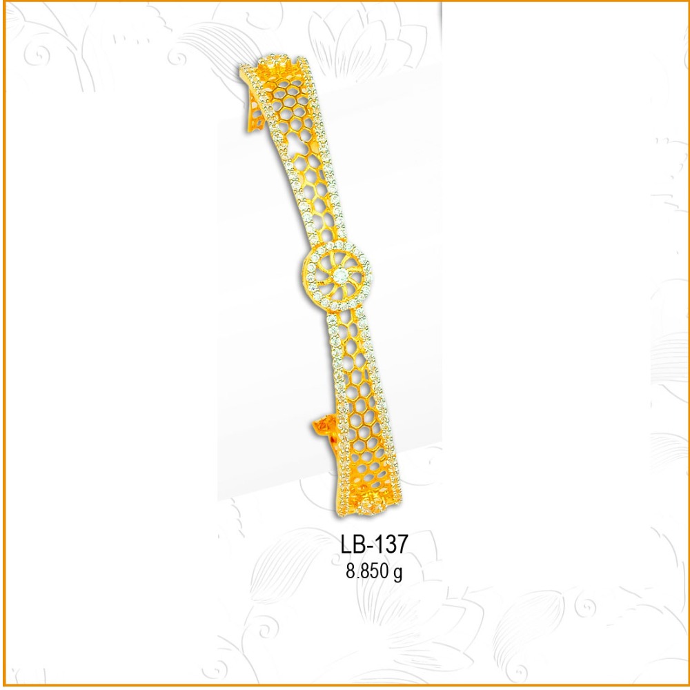 916 CZ Light Weight Gold Ladies Kada LB-137