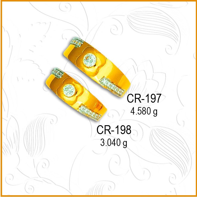916 Gold Flower Design CZ Couple Ring CR-197