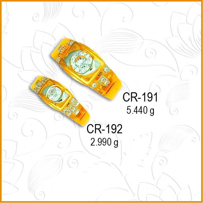 916 Gold Fancy CZ Diamond Couple Ring CR-191