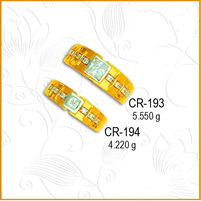 916 Gold Square Shape CZ Diamond Couple Ring CR-193