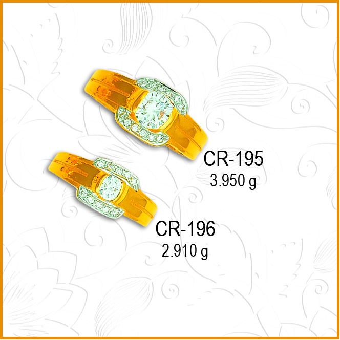 916 Gold Fancy CZ Diamond Couple Ring CR-195