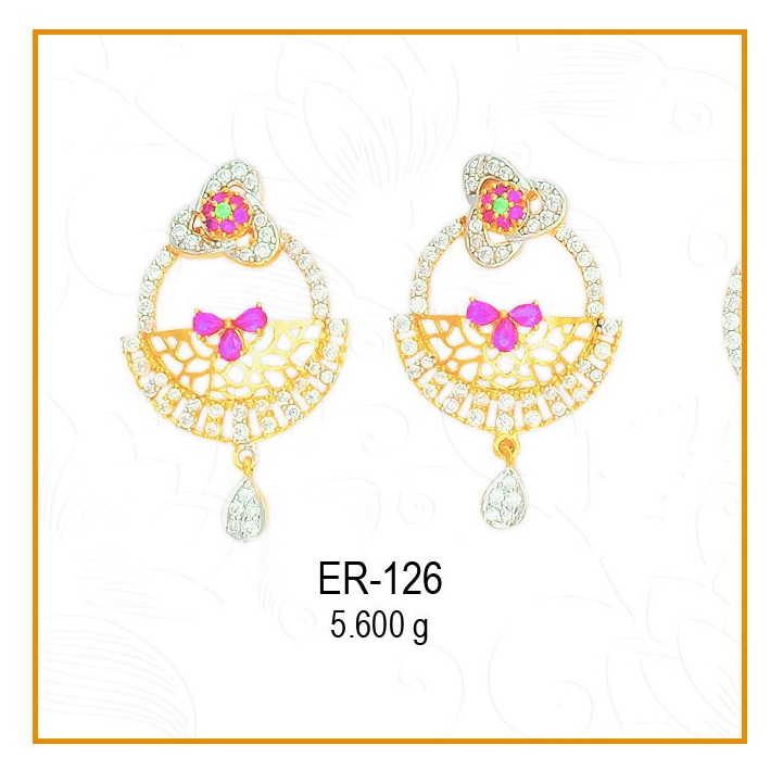 916 CZ Gold Semi-Circle Design Modern Earring ER-126