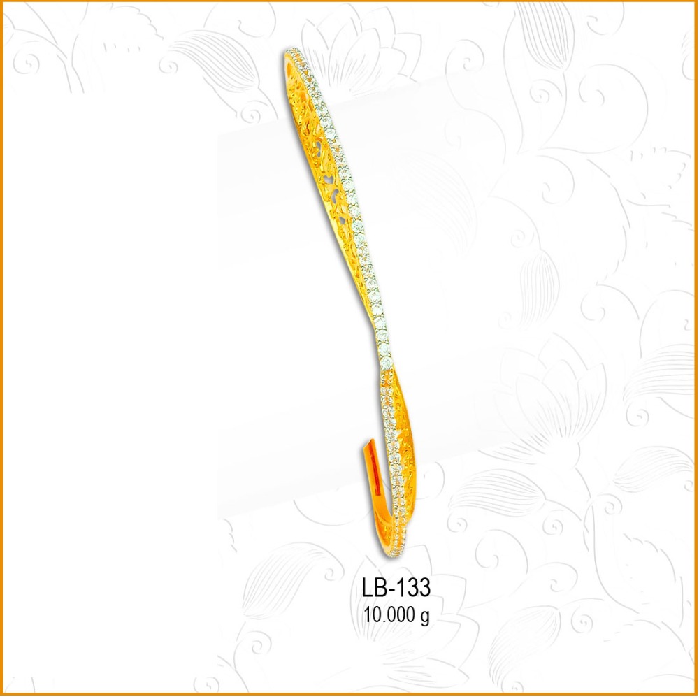 916 Gold Light Weight CZ Ladies Kada LB-133